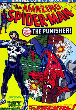 Cover of The Amazing Spider-Man #129 (February 1974) by Gil Kane and John Romita Sr. #ThePunisher – #Marvel